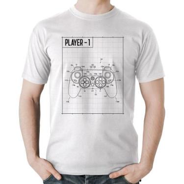 Imagem de Camiseta Algodão Player 1 Controle Joystick - Foca na Moda, Branco, GG