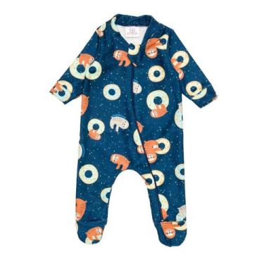 Imagem de Macacão Boucle Peluciado Bebê Com Zíper Estampado Inverno - Fofotinhos