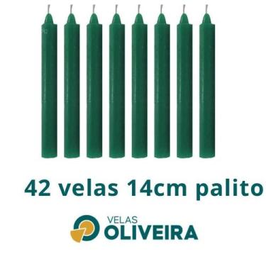 Imagem de Vela Palito Verde  42 Unidades 14cm 15,8 - (Por Kilo) 100% Parafina - 