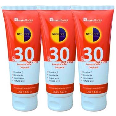 Imagem de PROTETOR SOLAR CORPORAL FPS 30 NATUSOL 120g NATUFLORES Kit 3un