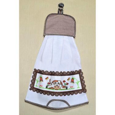 Imagem de Puxa Saco Branco Bordado - Vaquinha com Flores