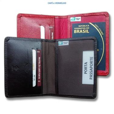 Imagem de Kit Porta Passaportes Couro Legitimo Premium 2 Unidades - ARTLUX, Café