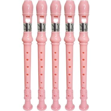 Imagem de Kit 5 Flautas Doce Germânica Rosa Claro FL 20G New York