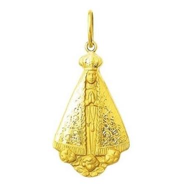 Imagem de Nossa Senhora Aparecida Media Medalha 2 Cm Ouro 18k Pingente K1 - Fab 