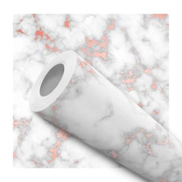 Imagem de Papel de Parede Adesivo Mármore Branco Rose Gold Moderno Quarto Sala d