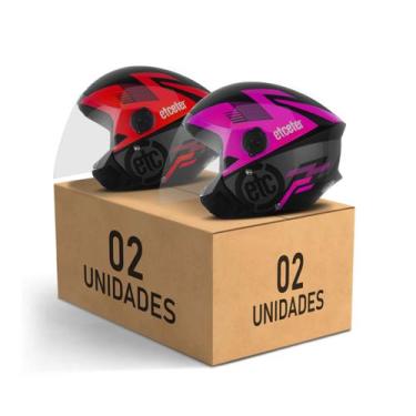 Imagem de Kit 2 Capacete Aberto Etceter Open Moto Masculino Feminino Segurança -