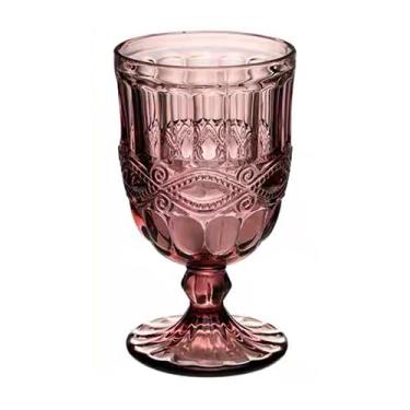 Imagem de Taça colorida em relevo vintage rosa vermelho 250 ml taças de vinho tinto taças copo de vidro 1 peça decoração de mesa