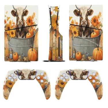 Imagem de Buyidec Adesivo para PS5 Slim Disc Painting Baby Cow Pumpkins Skin Console Acessórios Capa Anime Vinil Capa Adesivo Conjunto Completo para Playstation5 Slim Disk Edition