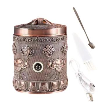 Imagem de Wswqop Queimador de incenso de liga, suporte de incenso, presente de aniversário, peça central de mesa, acessórios de decoração para quarto, spa, mesa, Cobre Vermelho