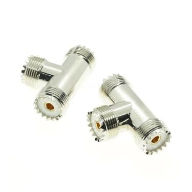 Imagem de UHF SO239 Jack fêmea para dois conectores duplos do adaptador tipo T de 3 vias UHF fêmea SO-239(5-9Pcs)