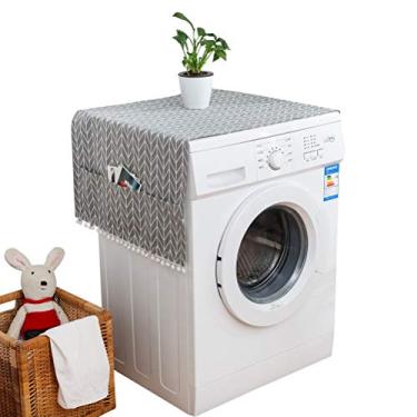 Imagem de Capa à Prova de Poeira para Máquina de Lavar, Organizador de Geladeira Estilo Rústico Com Bolsos e Pano Doméstico de Armazenamento para Lavadora e Secadora de Micro-ondas (Cores