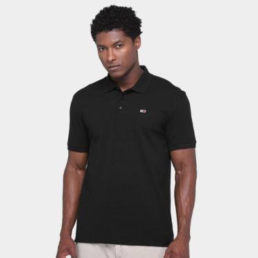 Imagem de Camisa Polo Tommy Hilfiger Fine Piquet Masculina, Preto, G