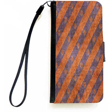 Imagem de Rikki Knight Capa carteira flip com listras florais diagonais laranja grunge com aba magnética para Apple iPhone 5c