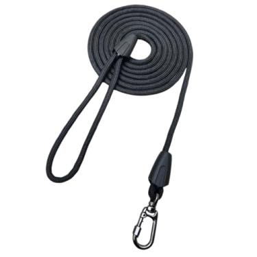 Imagem de Guia Corda Com 5 Metros Longa Para Cachorro Com Mosquetão de Trava Que Não se Solta (Preto)
