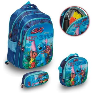 Imagem de Kit Mochila Infantil Stitch Costas G Com Lancheira Térmica - Plike
