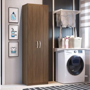 Imagem de Armário 2 Portas de Bater 5 Prateleiras Multiuso Nogueira