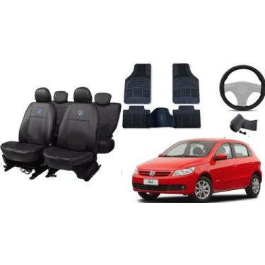 Imagem de Kit Capa de Couro Exclusivo Gol 08-12 + Tapete e Capa de Volante - Aer