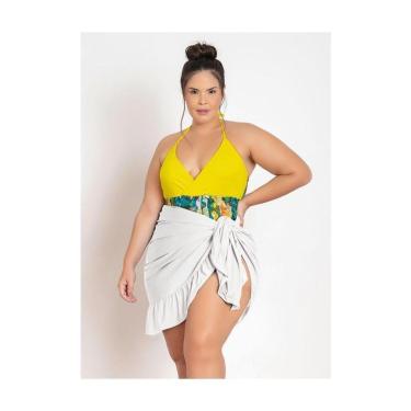 Imagem de Saída de Praia Plus Size Marguerite Branca Com Babados-Feminino