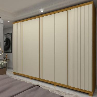 Imagem de Guarda Roupa Casal Ripado com Pés 6 Portas 100 MDF Absolut New Gelius