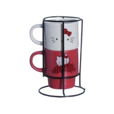 Imagem de Kit canecas empilhaveis hello kitty - zona criativa