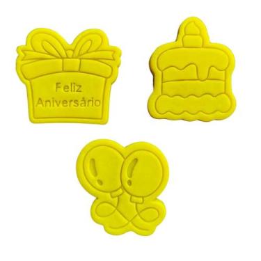 Imagem de Kit 3 Cortador Festa Aniversário 6CM - Embody 3d