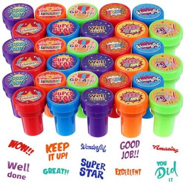 Imagem de 30 carimbos sortidos para crianças, professores, para sala de aula, motivacional, incentivo, autotinta, presentes para professores, prêmios escolares, lembrancinhas de festa