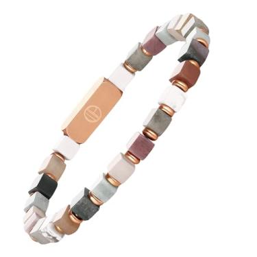 Imagem de WP WEPICK Pulseiras elásticas para homens e mulheres, pulseiras quadradas com contas de pedra natural de 5 mm para mulheres com punho de elos presentes, 5mm, Pedra, Sem Pedra Preciosa