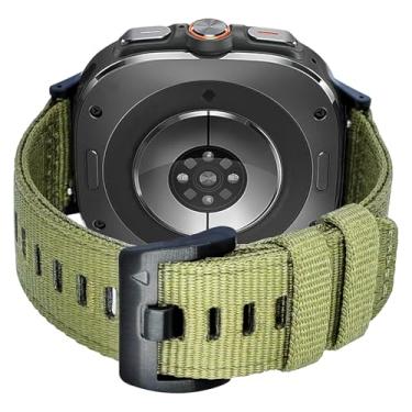 Imagem de Magiibmc Pulseira de relógio inteligente compatível com Samsung Galaxy Watch Ultra de 47 mm (2024), pulseira de reposição esportiva de nylon ajustável para homens e mulheres (verde-oliva, médio),