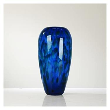 Imagem de Vaso Pavão azul vaso de vidro decoração moderna luz luxo sala estar tv gabinete varanda partição gabinete decoração flor Vaso de flores(Grande)