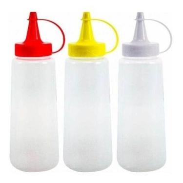 Imagem de Kit 12 Bisnagas Pote Plástica Para Maionese Ketchup Mostarda 350ml - P