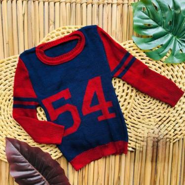Imagem de Blusa de lã menino infantil sueter Gola em V modelo 54 fro / inverno. 