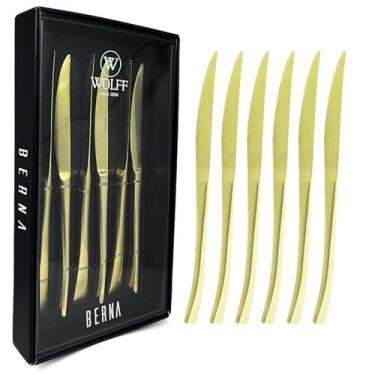 Imagem de Conjunto 6 Facas Aço Inox Champanhe Fosco Wolff Berna