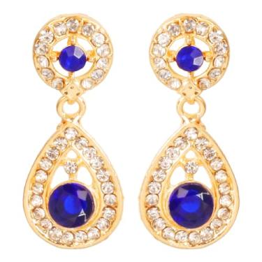 Imagem de Touchstone Bollywood indiano glamouroso, feito à mão, joias de designer contemporâneo, brincos de candelabro longo em strass cristal dourado ou prateado para mulheres., Sem pedra preciosa