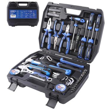 Imagem de URASISTO Kit de ferramentas domésticas para homens, conjunto de ferramentas manuais doméstico geral com martelo, alicates, chaves, soquetes para reparos, eletricistas, trabalhadores de manutenção