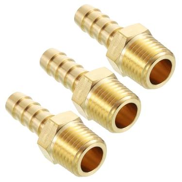 Imagem de Kozelo Pacote com 3 conectores adaptadores de mangueira de latão para mangueira de 5/40.6 cm para conexões macho NPT de 1/10.2 cm para máquinas domésticas, banheiras de massagem, sistemas de irrigação