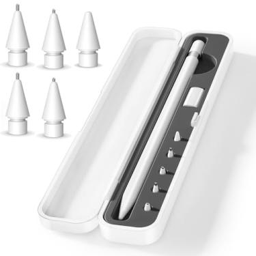 Imagem de Caixa de armazenamento com tampa e 5 pontas de lápis para Apple Pencil 1ª geração e Apple Pencil 2ª geração, capa protetora para Apple iPad Pencil – Suporte de armazenamento de acessórios (preto)