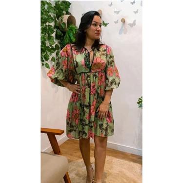 Imagem de Vestido curto aurora floral verde absinto farm- verão 2025