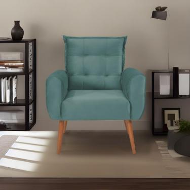 Imagem de Poltrona Decorativa Para Sala De Estar Quarto E Escritorio Dakota Veludo Matrix - Verde Agua Verde Agua