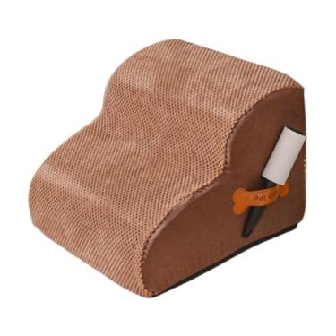 Imagem de Generic Rampa de cães de escadas de cachorro 2 etapas com tampa lavável para cama alta etapa de cães de estimação macia etapa para sofá cachorrinho use, CafÉ