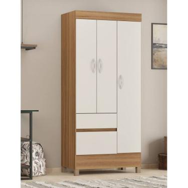 Imagem de Guarda Roupa Solteiro Wi nd 3 Portas com Nichos e Cabideiro - Amendola Touch/ Off White Demóbile