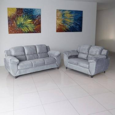 Imagem de Sofá para Sala de Estar 3 Lugares Clássico Cinza