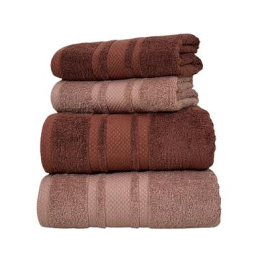 Imagem de Jogo De Toalha Banhão 4 Peças Super Macia Grossa Felpuda Elegance Toalhas De Banho De Luxo(Terracota/Rose)