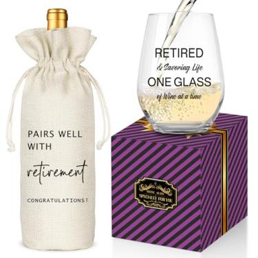 Imagem de Socive Presentes de aposentadoria para mulheres e homens, presente engraçado de taça de vinho de aposentadoria, decoração de festa de aposentadoria feliz, presentes aposentados, presente de saída para