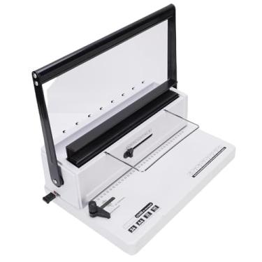 Imagem de Máquina de Encadernação de Bobina Em Espiral, Punção Manual do Orifício, Fichário Com Margem Lateral Ajustável para o Tamanho Letra, A4, A5, 20 Folhas de Capacidade de Soco,