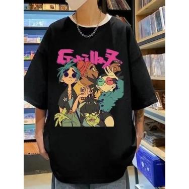 Imagem de Camisetas Gorillaz Colorido Estampadas Moda Casual, Blusa Tendência Ca