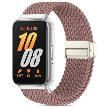 Imagem de Huadea Pulseira de nylon trançado magnético compatível com Samsung Galaxy Fit 3 para mulheres e homens, alça solo, elástica, elástica, ajustável, para Galaxy Fit 3, SM-R390