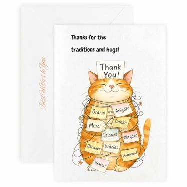 Imagem de MAGJUCHE Cartão de agradecimento para Great Nan – Selo e envelope de cera elegante, papel de 300 g/m², impressão vívida de 600 DPI, 12 x 17 cm, design de gato grande