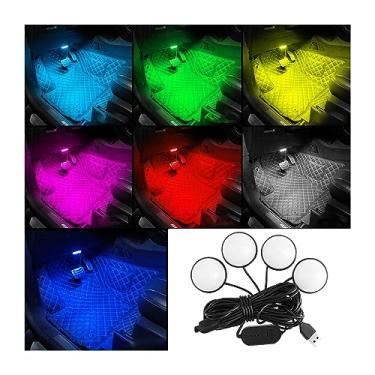 Imagem de BESULEN Luzes LED para interior de carro, kit de luz neon ambiente automotivo com porta USB, acessórios de carro, presentes para homens e mulheres, luzes de decoração 4 em 1 para carro, jardim, casa, festa (colorido RGB)