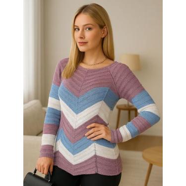 Imagem de Blusa Tricot Zig Zag Manga Longa - Vitrine Collection, Lilás, U