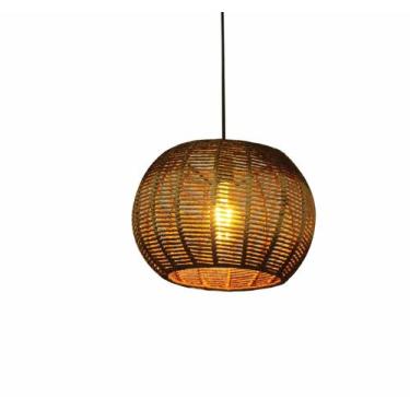 Imagem de Pendente Luminária Teto Bola Pequena Palha De Milho 32x21 - FibraDecor